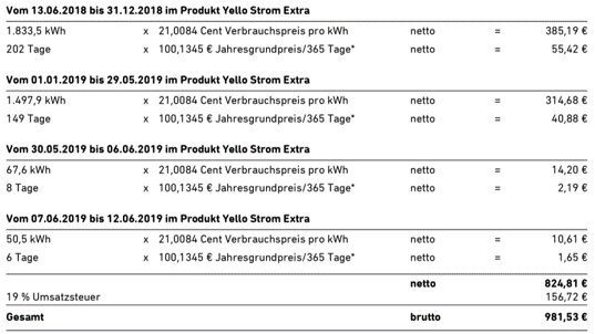 Stromrechnung yello