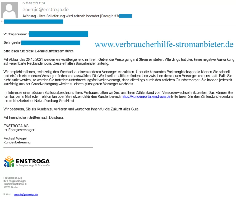 Enstroga Ihre Belieferung wird zeitnah beendet_2