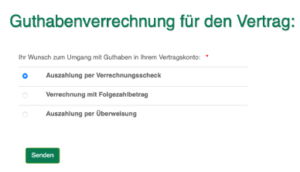 immergrün Kundenportal Verrechnungsscheck.