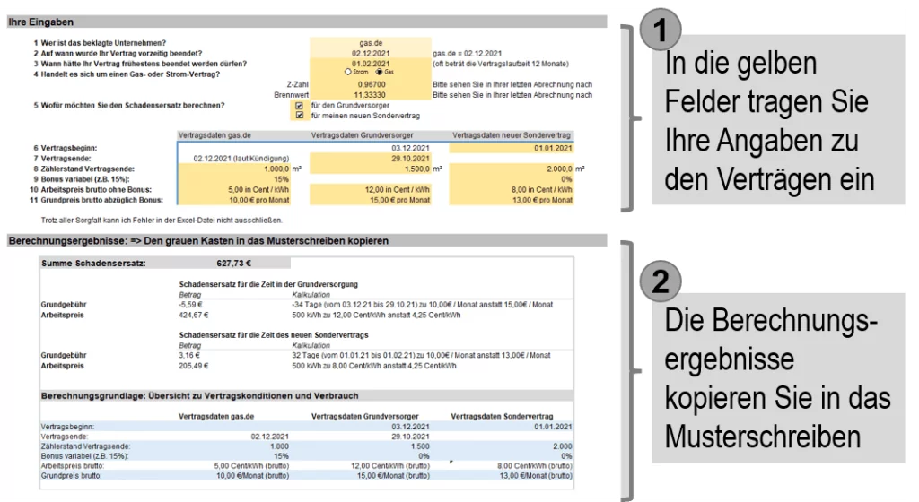 Stromio gas.de Grünwelt Energie Schadensersatz berechnen