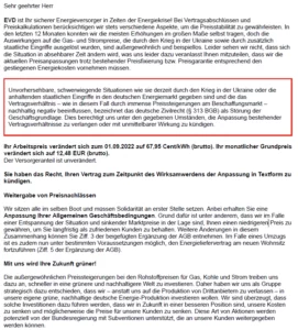 Preiserhöhung EVD