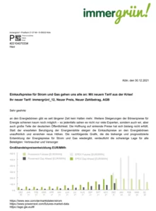 Rechnung Strom Preiserhöhung