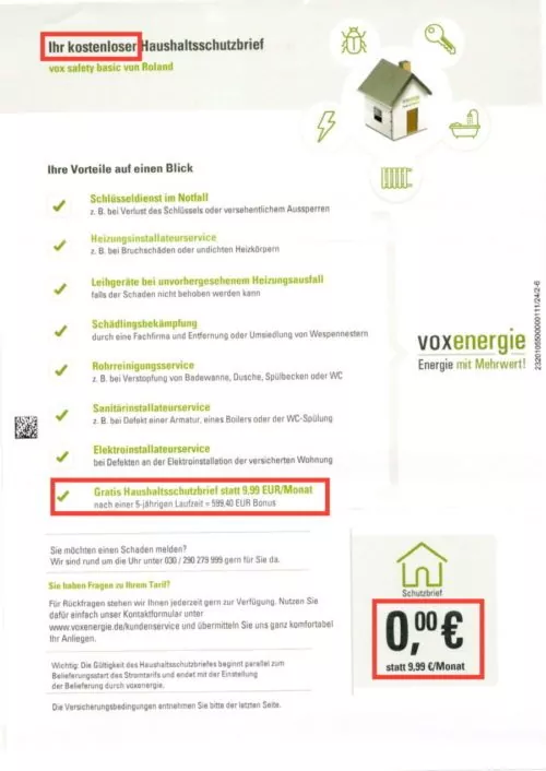 Diesen Schutzbrief gibt es kostenlos zum Vertrag hinzu.