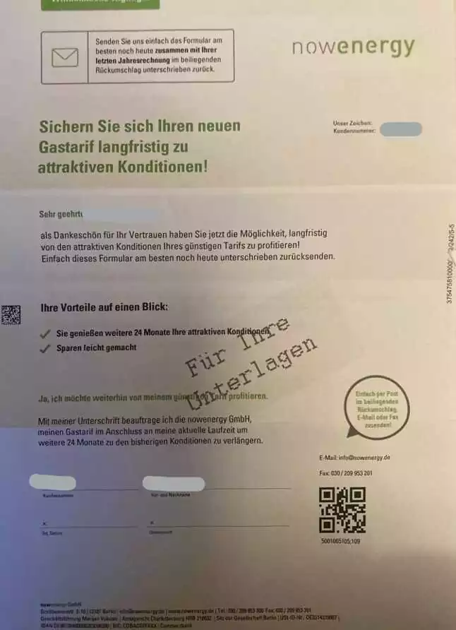 nowenergy Verlängerungsangebot