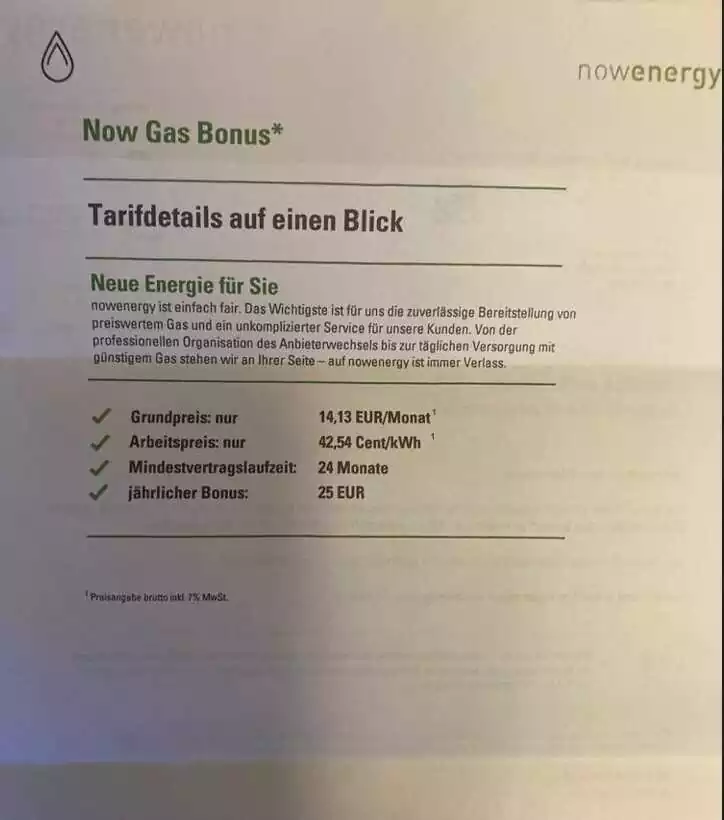 nowenergy Vertragsbestätigung