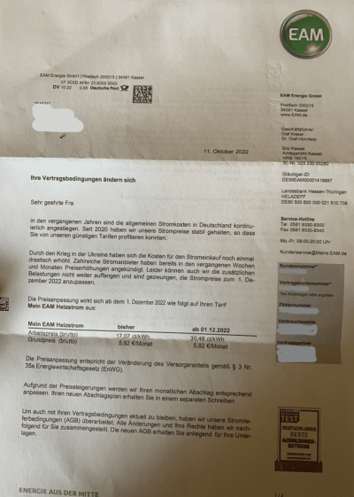 EAM Preiserhöhung Strom