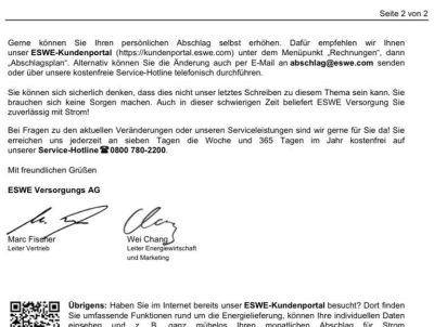 ESWE Preiserhöhung Strom 2023