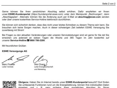 ESWE Preiserhöhung Strom 2023