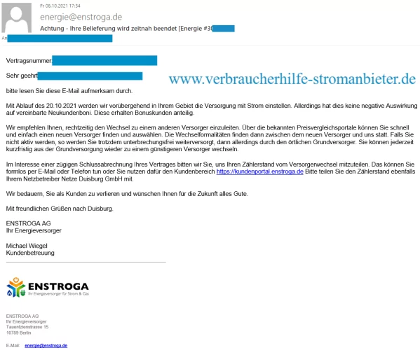 Enstroga Ihre Belieferung wird zeitnah beendet_2