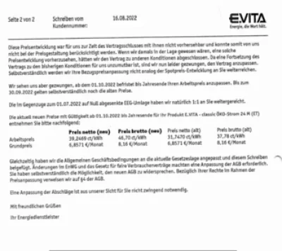 Envita Preiserhöhung trotz Preisgarantie