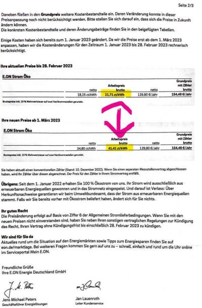 Eon Preiserhöhung Strom 2023