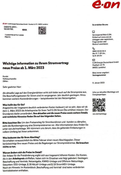 Eon Preiserhöhung Strom
