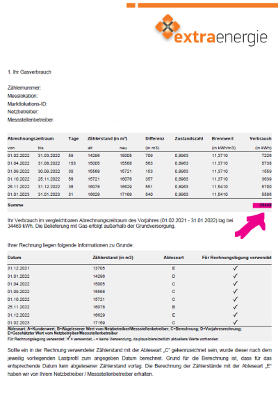 ExtraEnergie Rechnung Strom Gas 2023 S2