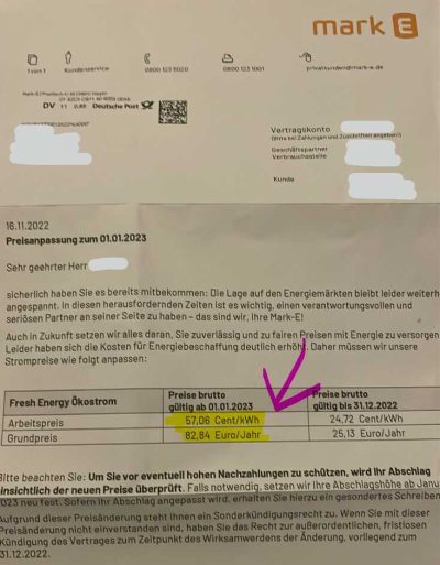 Mark E Preiserhöhung Strom