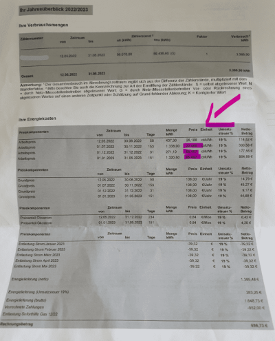 Maxximo Mivolta Rechnung 2023 Strom Gas