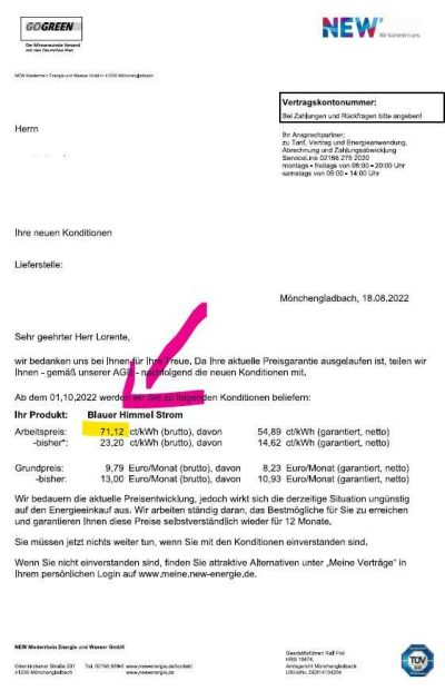NEW Preiserhöhung Strom 2022