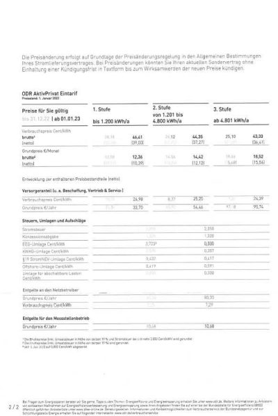 Preiserhöhung EnbW Strom