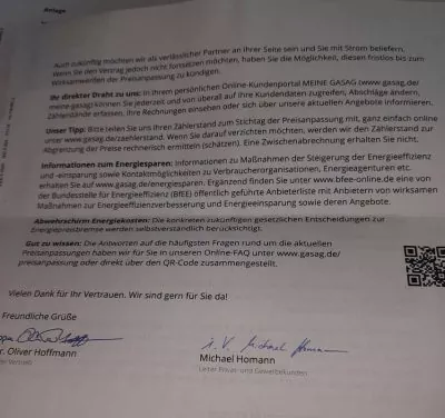 Preiserhöhung Gasag Strom