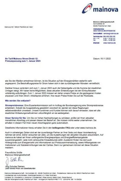 mainova Preiserhöhung Strom 2023
