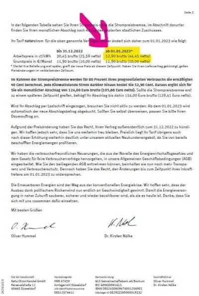 Preiserhöhung NaturStrom Handel GmbH