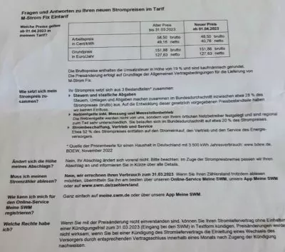 Preiserhöhung Stadtwerke München April 2023