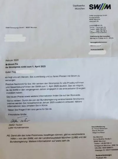 Preiserhöhung Stadtwerke München April 2023 s1