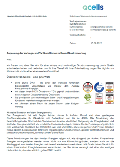 QCells Preiserhöhung