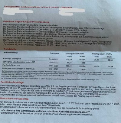 RheinEnergie Preiserhöhung Strom