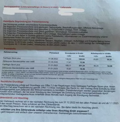 RheinEnergie Preiserhöhung Strom