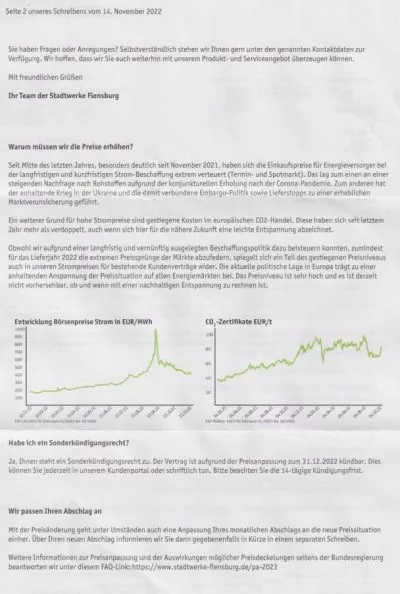 Stadtwerke Flensburg Preiserhöhung 2023