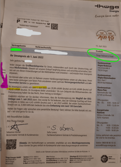 Thüga Energie Preiserhöhung Strom 2022