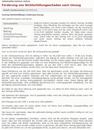 Umzug Strom Nichterfüllungsschaden_3