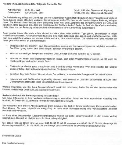 Discounter-Energie Preiserhöhung Strom 2023 / 2