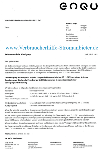 enQu GmbH Außerordentliche Kündigung