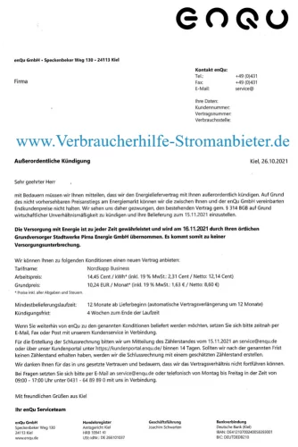 enQu GmbH Außerordentliche Kündigung