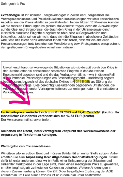 extraenergie preiserhöhung 2022
