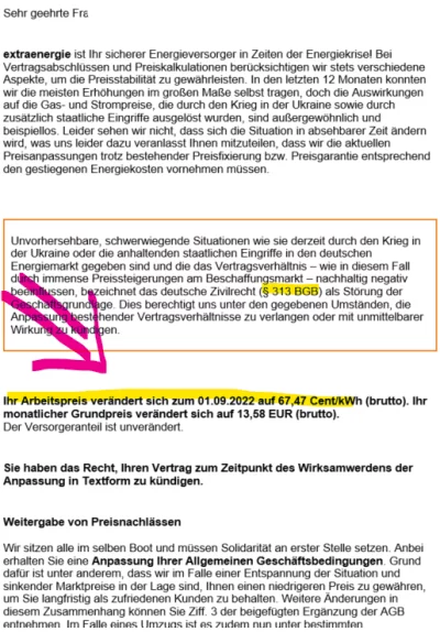 extraenergie preiserhöhung 2022