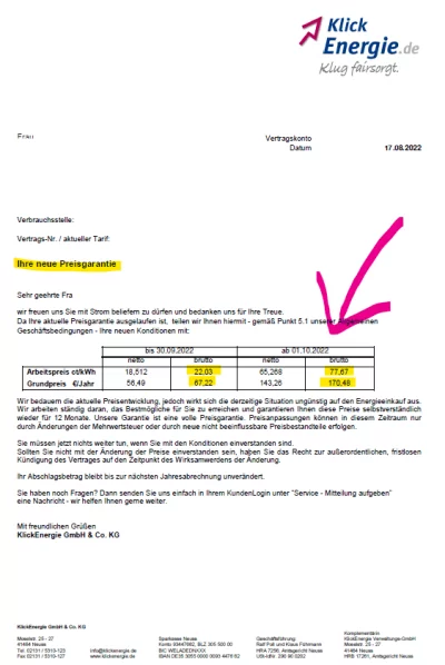 Preiserhöhung zum 1.10.22 auf 77,67 Cent