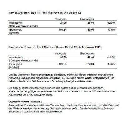 mainova Preiserhöhung Strom