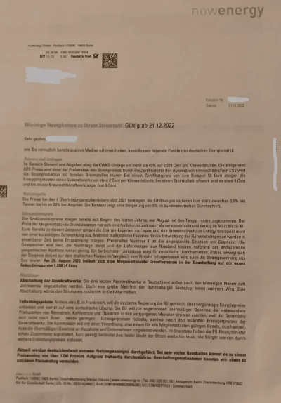 nowenergy Preiserhöhung 2022