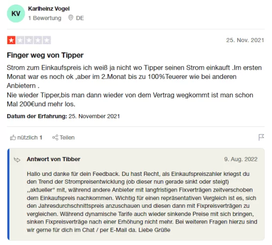 tibber Erfahrungen trustpilot